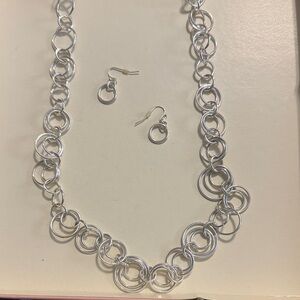 Elegant Silver Chain Necklace and Earring Set